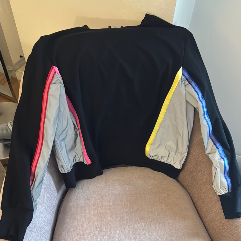 Terez Black Sweatshirt with Vibrant Stripes